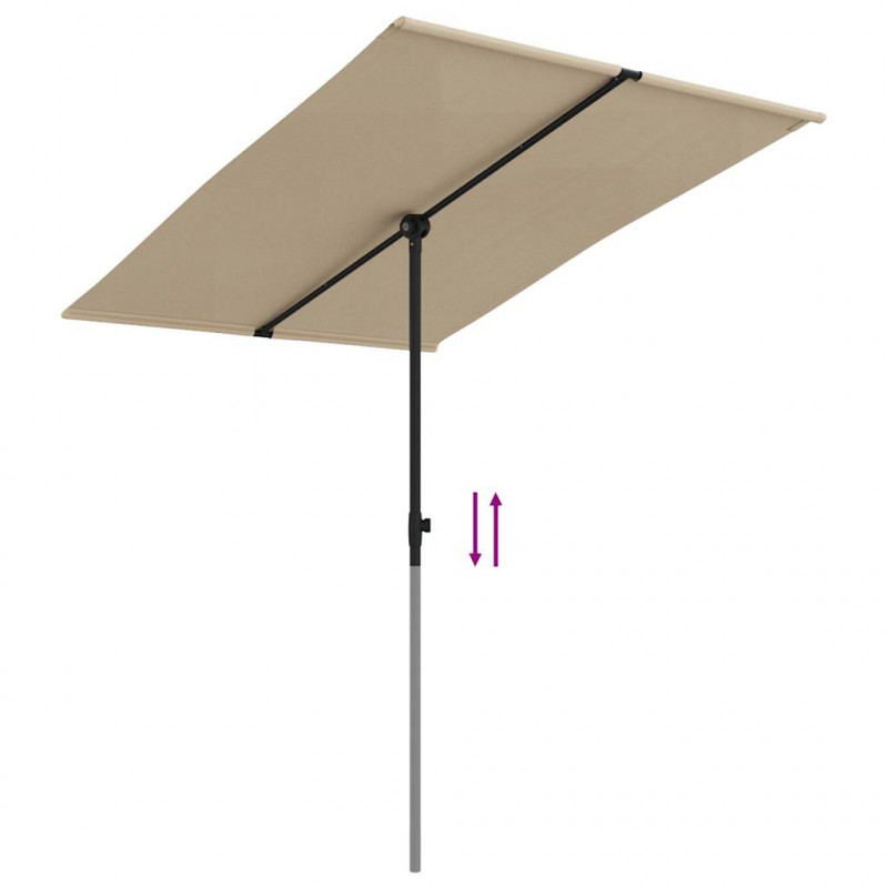 Parasol ogrodowy na aluminiowym słupku, 2x1,5 m, taupe