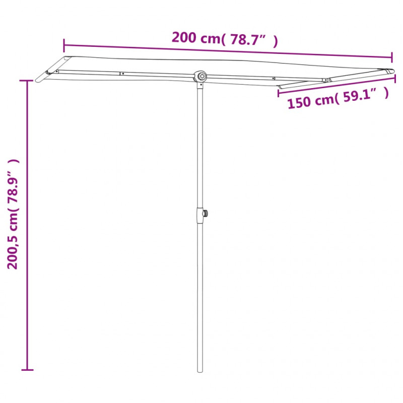 Parasol ogrodowy na aluminiowym słupku, 2x1,5 m, taupe