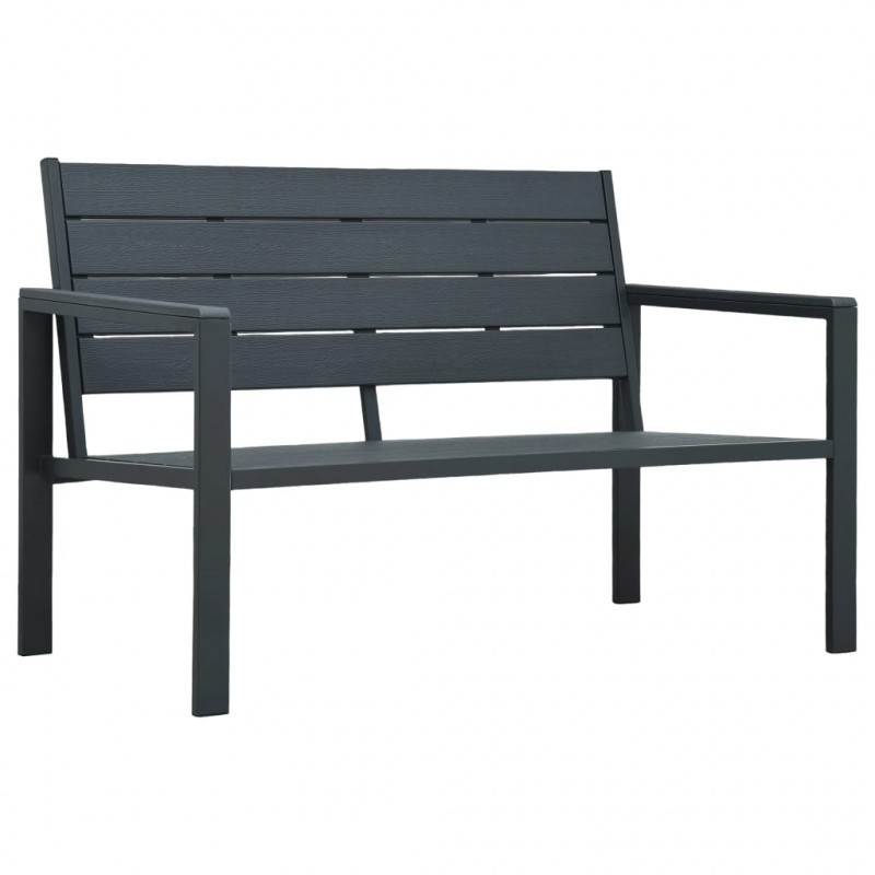 Ławka ogrodowa, 120 cm, szara, HDPE o wyglądzie drewna