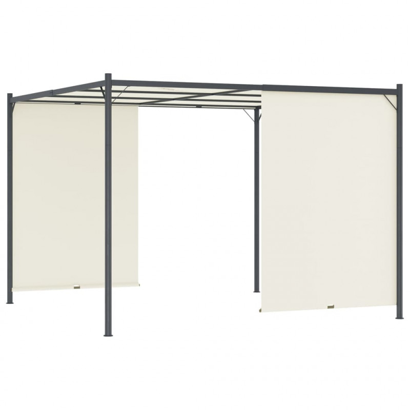 Pergola z regulowanym dachem, śmietankowa, 3x3 m, stalowa