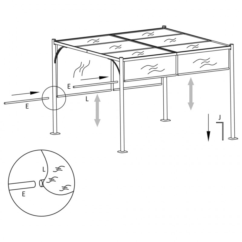 Pergola z regulowanym dachem, śmietankowa, 3x3 m, stalowa