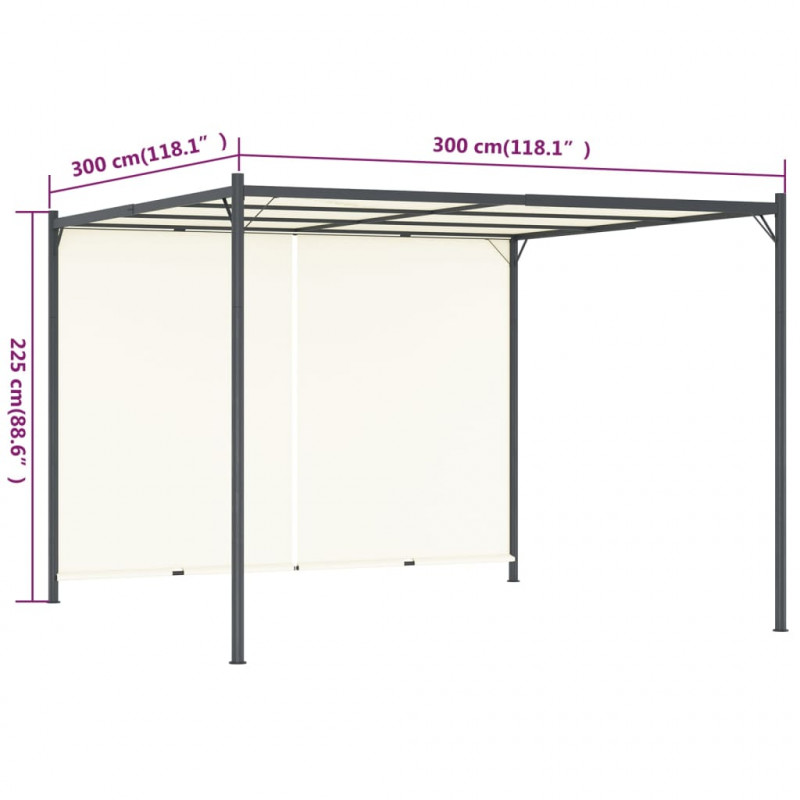 Pergola z regulowanym dachem, śmietankowa, 3x3 m, stalowa