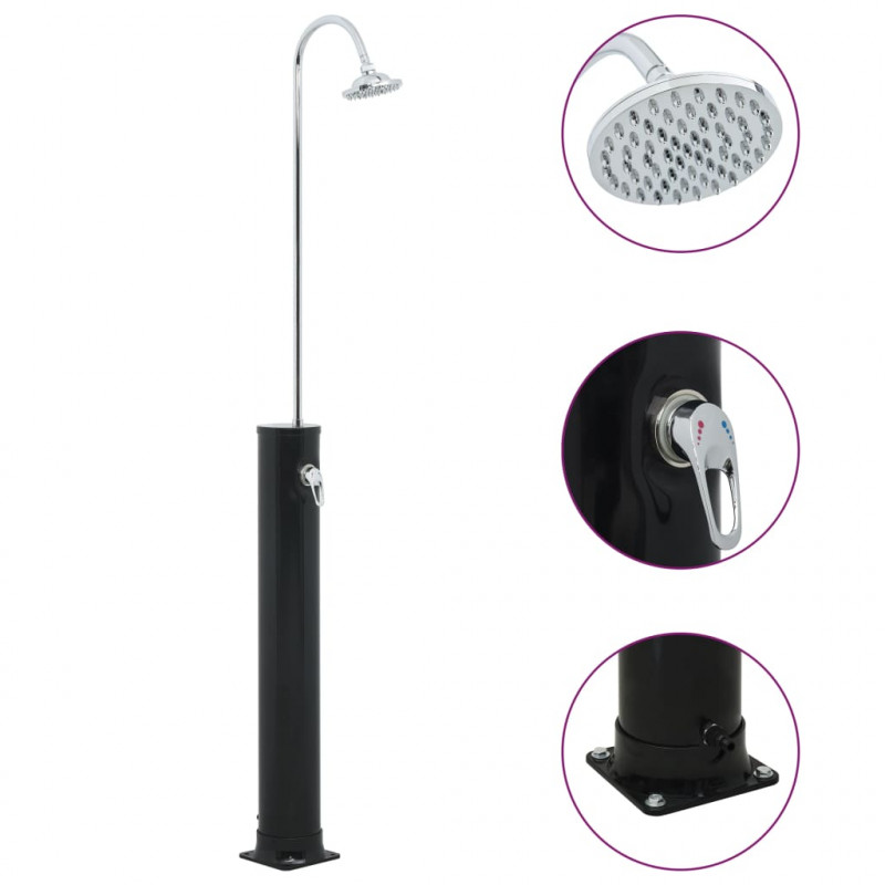 Prysznic solarny, czarny, 214 cm, 20 L