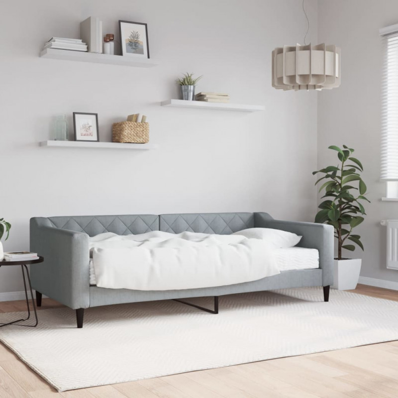 Sofa z materacem, jasnoszara, 90x190 cm, tkanina