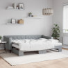 Sofa rozsuwana z materacami, jasnoszara, 80x200 cm, tkanina