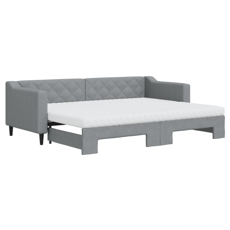 Sofa rozsuwana z materacami, jasnoszara, 80x200 cm, tkanina
