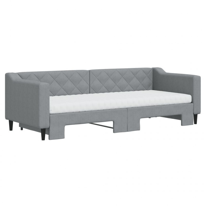 Sofa rozsuwana z materacami, jasnoszara, 80x200 cm, tkanina