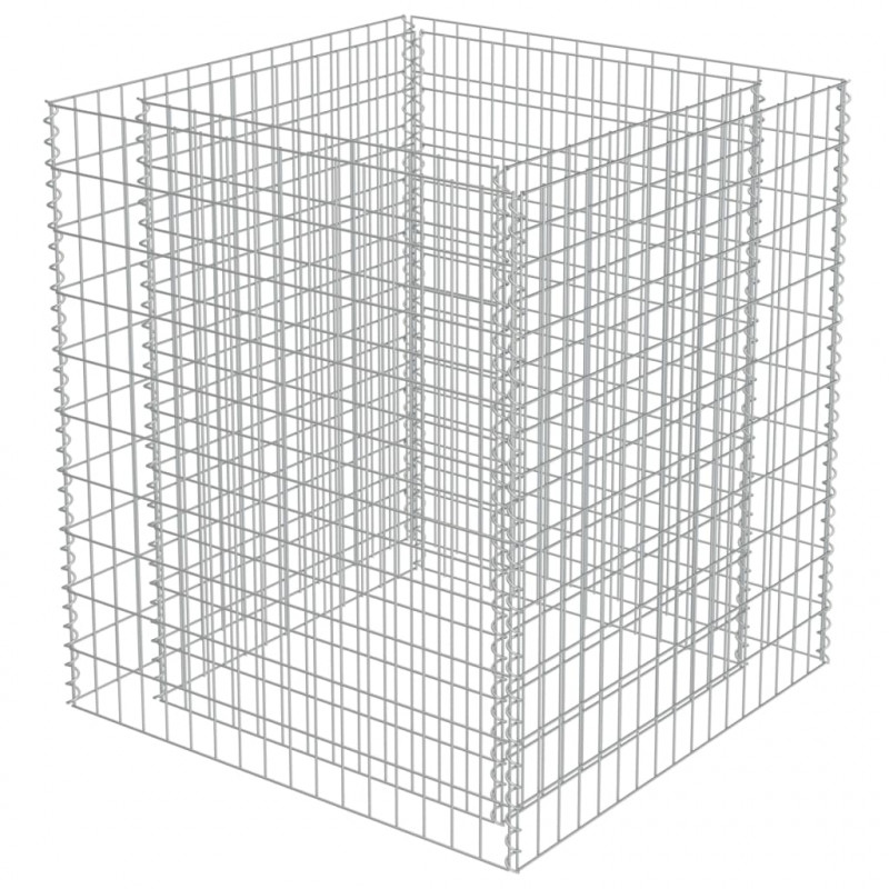 Podwyższona donica gabionowa, galwanizowana stal, 90x90x100 cm