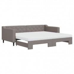 Sofa rozsuwana z materacami, kolor taupe, 90x200 cm, tkanina