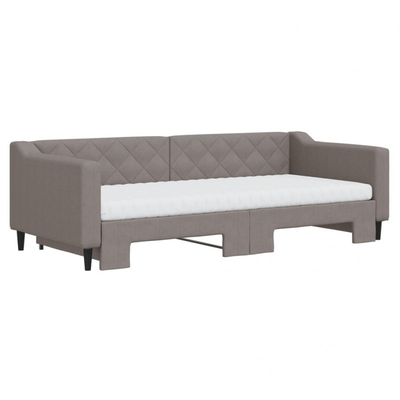 Sofa rozsuwana z materacami, kolor taupe, 90x200 cm, tkanina