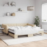 Sofa rozsuwana z materacami, kremowa, 100x200 cm, tkanina