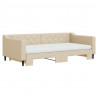 Sofa rozsuwana z materacami, kremowa, 100x200 cm, tkanina