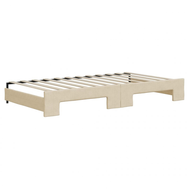 Sofa rozsuwana z materacami, kremowa, 100x200 cm, tkanina