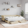 Sofa rozsuwana z szufladami, kremowa, 80x200 cm, tkanina
