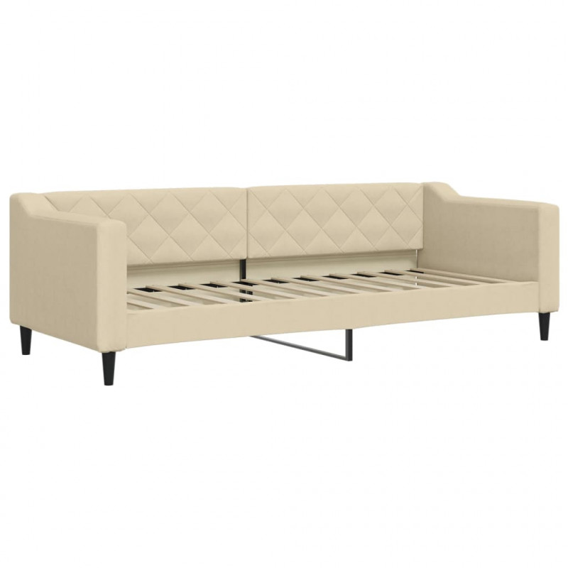 Sofa rozsuwana z szufladami, kremowa, 80x200 cm, tkanina
