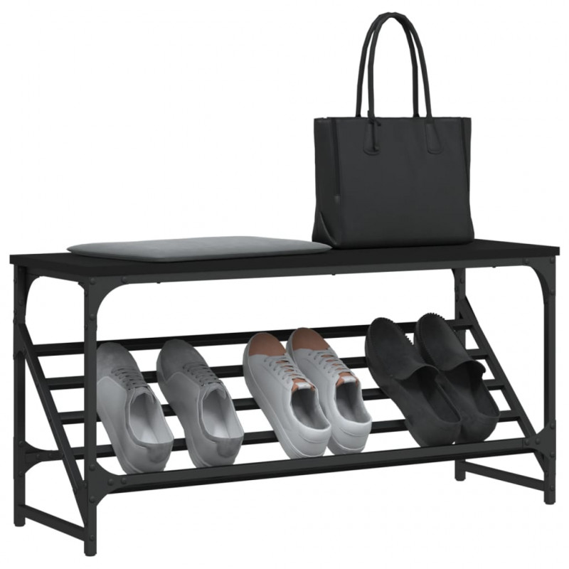 Stojak na buty, czarny, 90x30x45 cm, materiał drewnopochodny