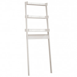 Półka łazienkowa, biała, 63,5x32x179 cm, lite drewno sosnowe