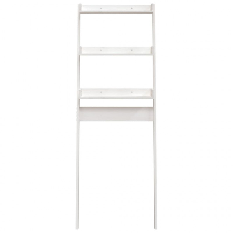 Półka łazienkowa, biała, 63,5x32x179 cm, lite drewno sosnowe