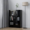 Witryna, czarna, 82,5x30,5x115 cm, materiał drewnopochodny