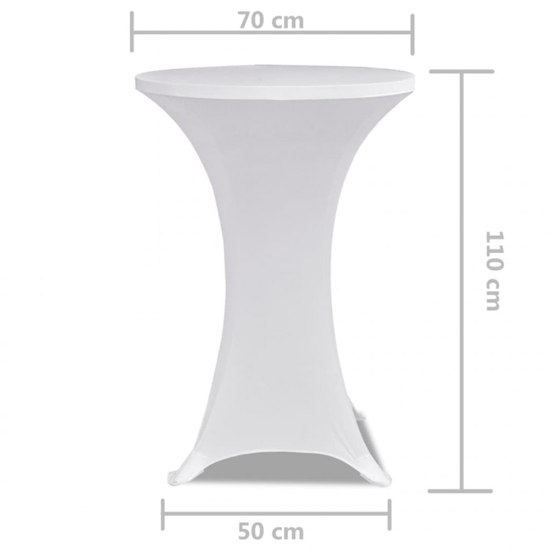 Obrus na stół barowy Ø 70 cm biały rozciągany 2 szt