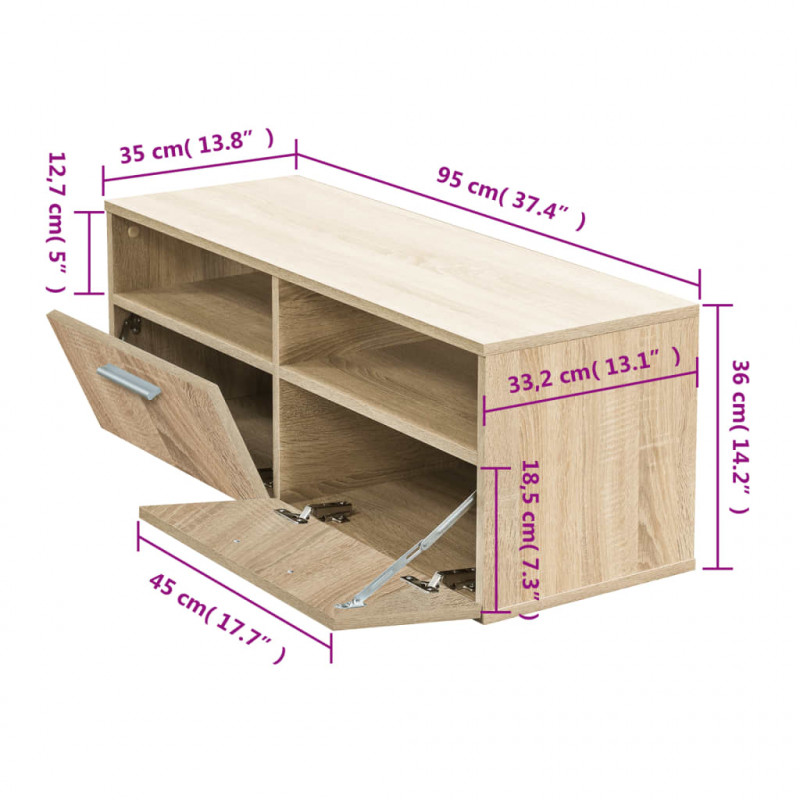 Szafka TV, materiał drewnopochodny, 95x35x36 cm, kolor dębowy