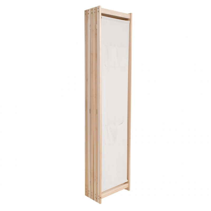 Parawan 5-panelowy, kremowy, 200 x 170 x 4 cm, tkanina