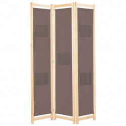 Parawan 3-panelowy, brązowy, 120x170x4 cm, tkanina