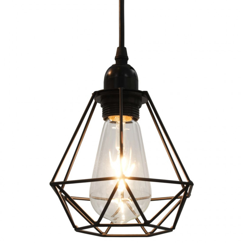 Lampa sufitowa, diamentowe klosze, czarna, 3 żarówki E27