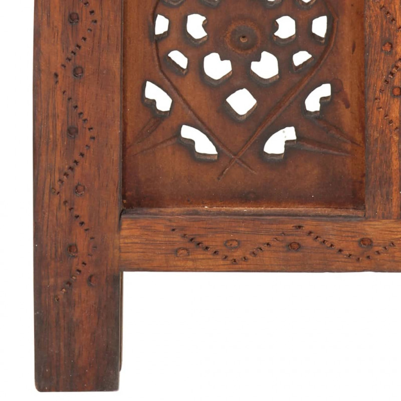 Parawan 4-panelowy, rzeźbiony, brąz, 160x165 cm, drewno mango