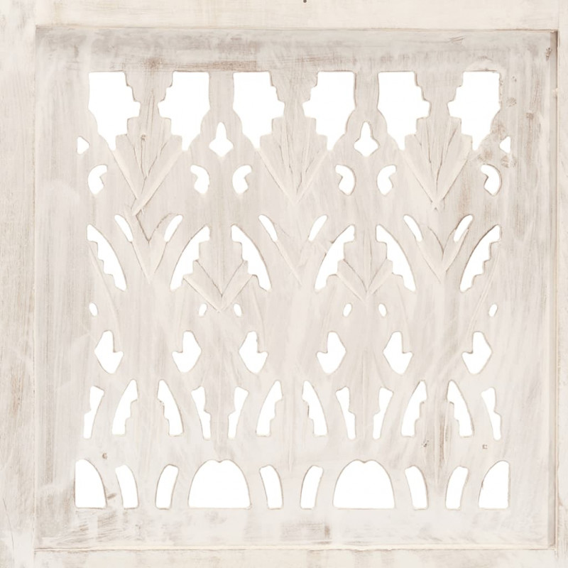 Parawan 5-panelowy, rzeźbiony, biały, 200x165 cm, drewno mango
