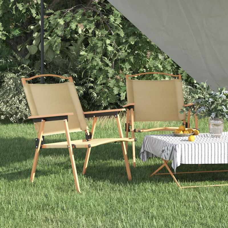 Krzesła turystyczne, 2 szt., beżowe, 54x55x78cm, tkanina Oxford