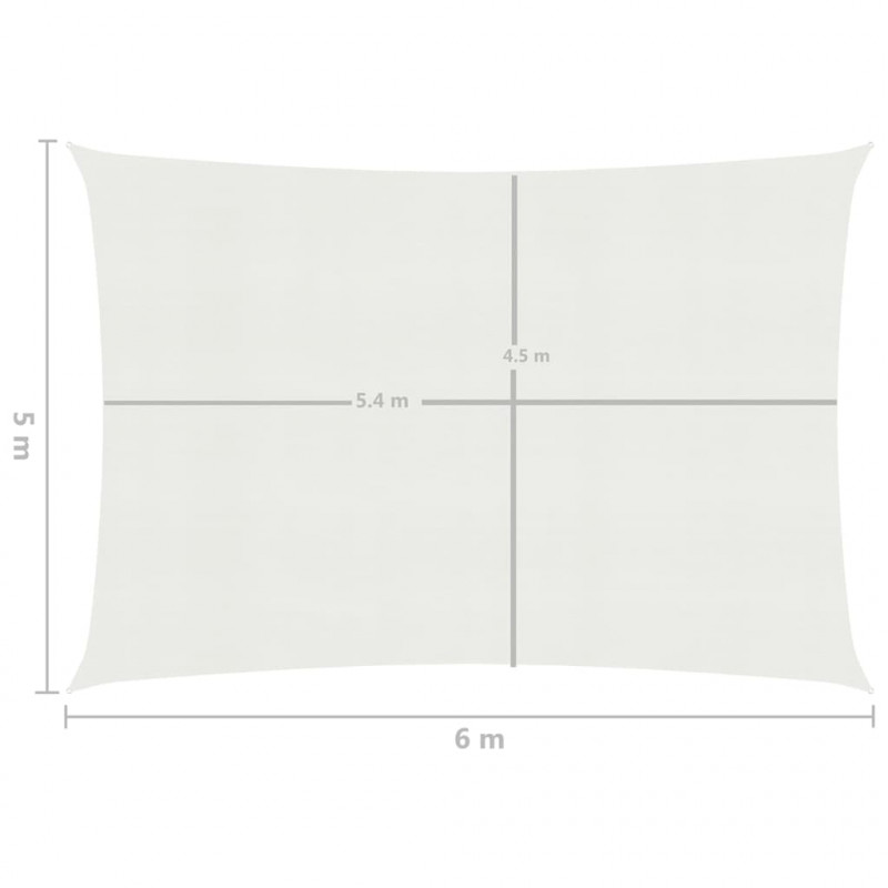 Żagiel przeciwsłoneczny, 160 g/m², biały, 5x6 m, HDPE