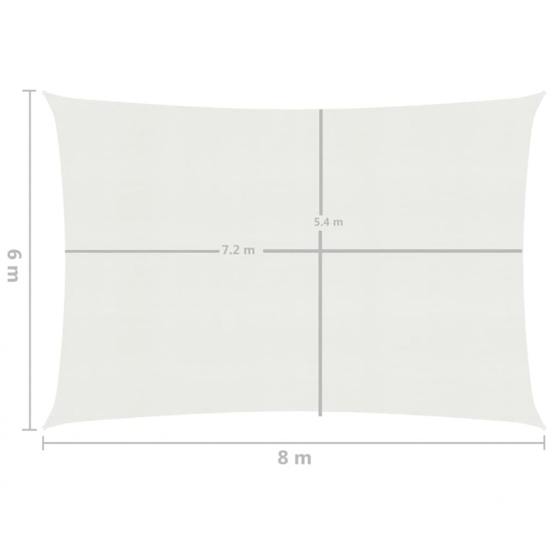 Żagiel przeciwsłoneczny, 160 g/m², biały, 6x8 m, HDPE
