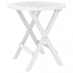 Składany stolik ogrodowy, biały, Ø 46 cm, lite drewno akacjowe