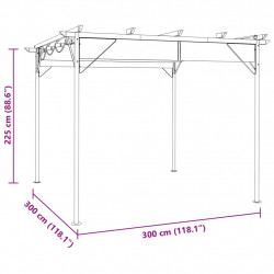 Pergola ogrodowa ze zwijanym dachem, 3x3 m, antracyt, 180 g/m²