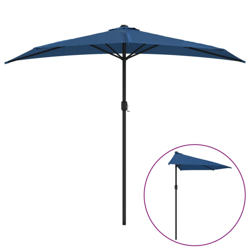 Półparasol balkonowy, aluminium, niebieski, 270x144x222 cm