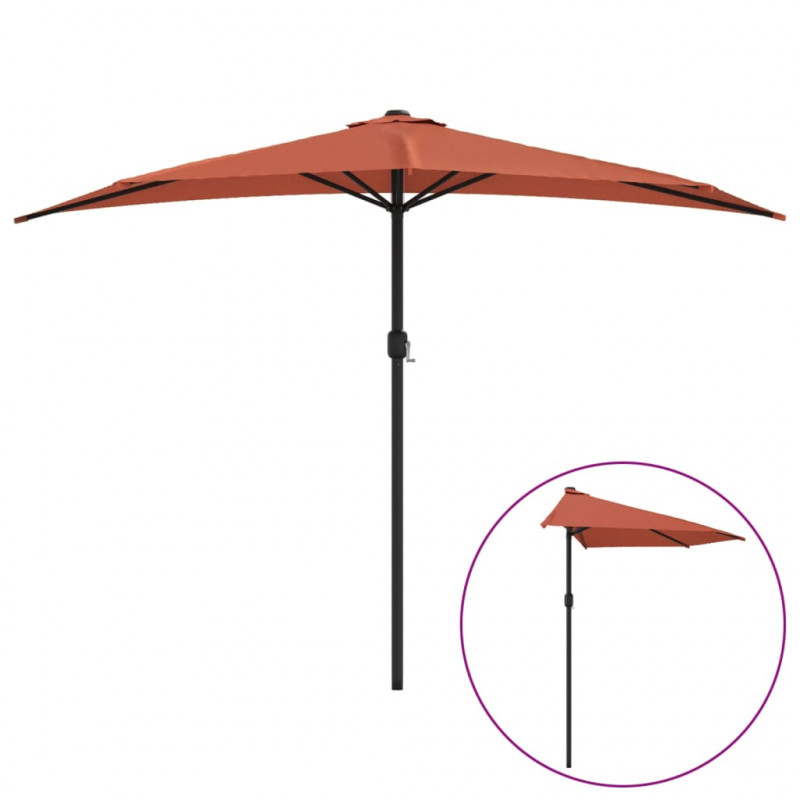 Półparasol balkonowy, aluminium, terakota, 300x155x223 cm