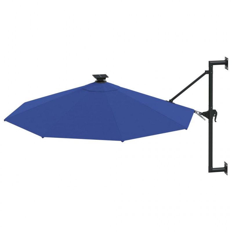 Parasol ogrodowy z LED, ścienny, 300 cm, niebieski