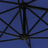 Parasol ogrodowy z LED, ścienny, 300 cm, niebieski