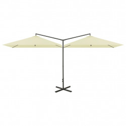 Podwójny parasol ogrodowy, stalowy słupek, piaskowy, 600x300 cm