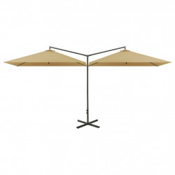 Podwójny parasol ogrodowy, stalowy słupek, taupe, 600x300 cm