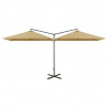 Podwójny parasol ogrodowy, stalowy słupek, taupe, 600x300 cm