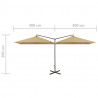Podwójny parasol ogrodowy, stalowy słupek, taupe, 600x300 cm
