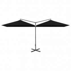 Podwójny parasol ogrodowy, stalowy słupek, czarny, 600x300 cm