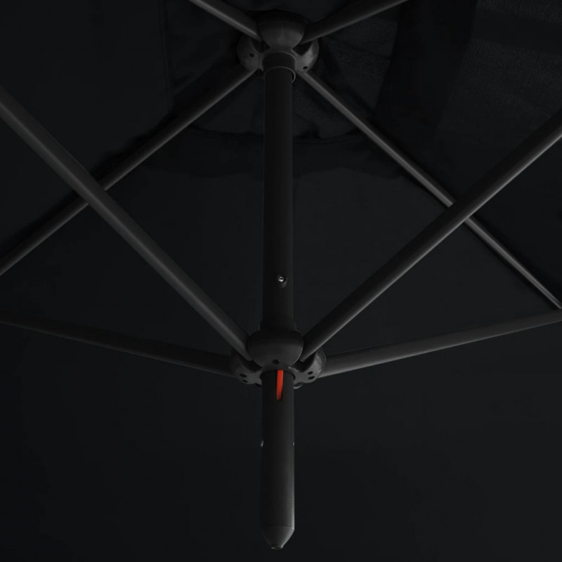 Podwójny parasol ogrodowy, stalowy słupek, czarny, 600x300 cm