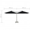 Podwójny parasol ogrodowy, stalowy słupek, czarny, 600x300 cm