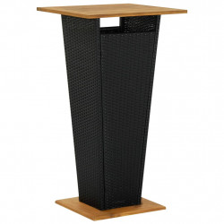 Stolik barowy, czarny, 60x60x110 cm, rattan PE i lita akacja