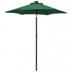 Parasol ogrodowy z LED, zielony, 200x211 cm, aluminium