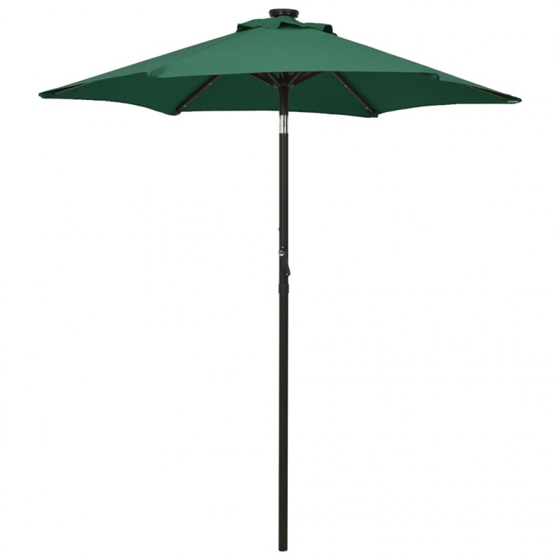 Parasol ogrodowy z LED, zielony, 200x211 cm, aluminium