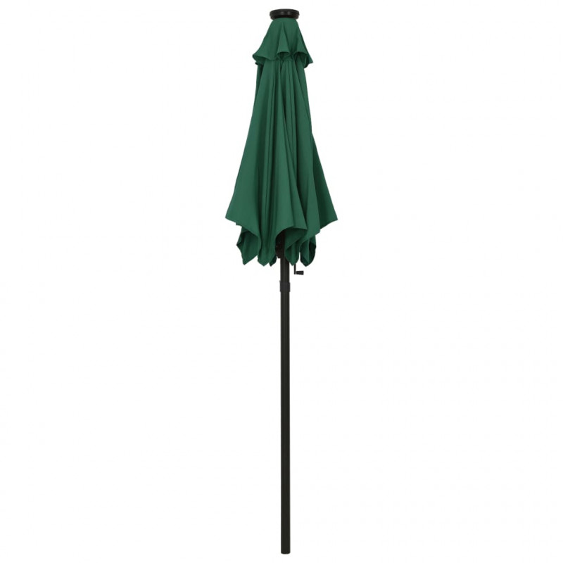 Parasol ogrodowy z LED, zielony, 200x211 cm, aluminium